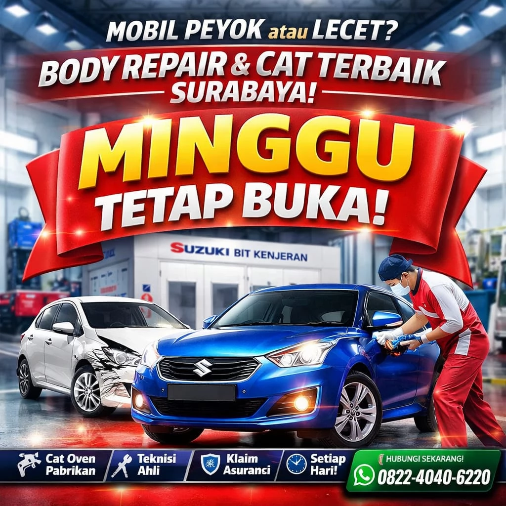 Body Repair dan Cat Mobil Terbaik Surabaya Bengkel BIT Kenjeran Minggu Tetap Buka